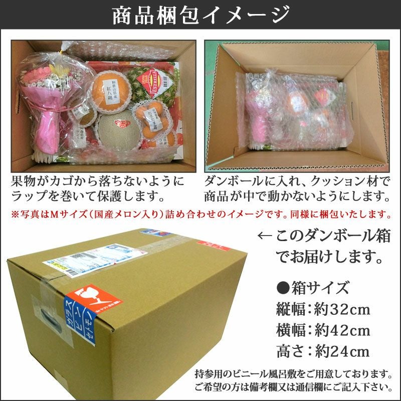 レインボーカーネーションの生花付き果物詰め合わせ